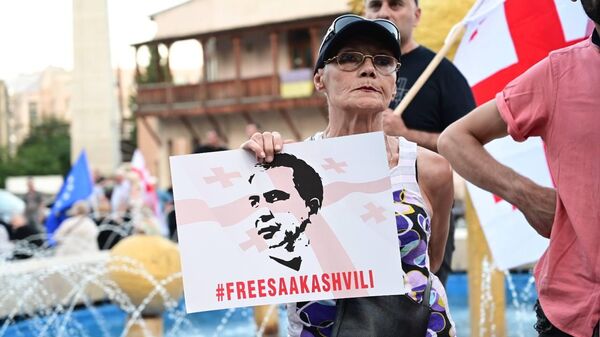 Акция протеста ЕНД у правительственной администрации с требованием освободить Саакашвили - Sputnik Грузия